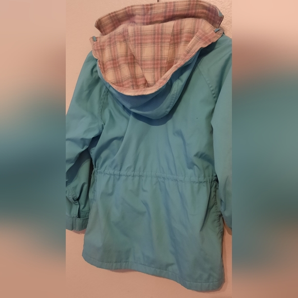Woolrich Womens Teal Jacket, Pink Plaid Wool Lining Adjustable Waist Size Medium - Picture 6 of 7